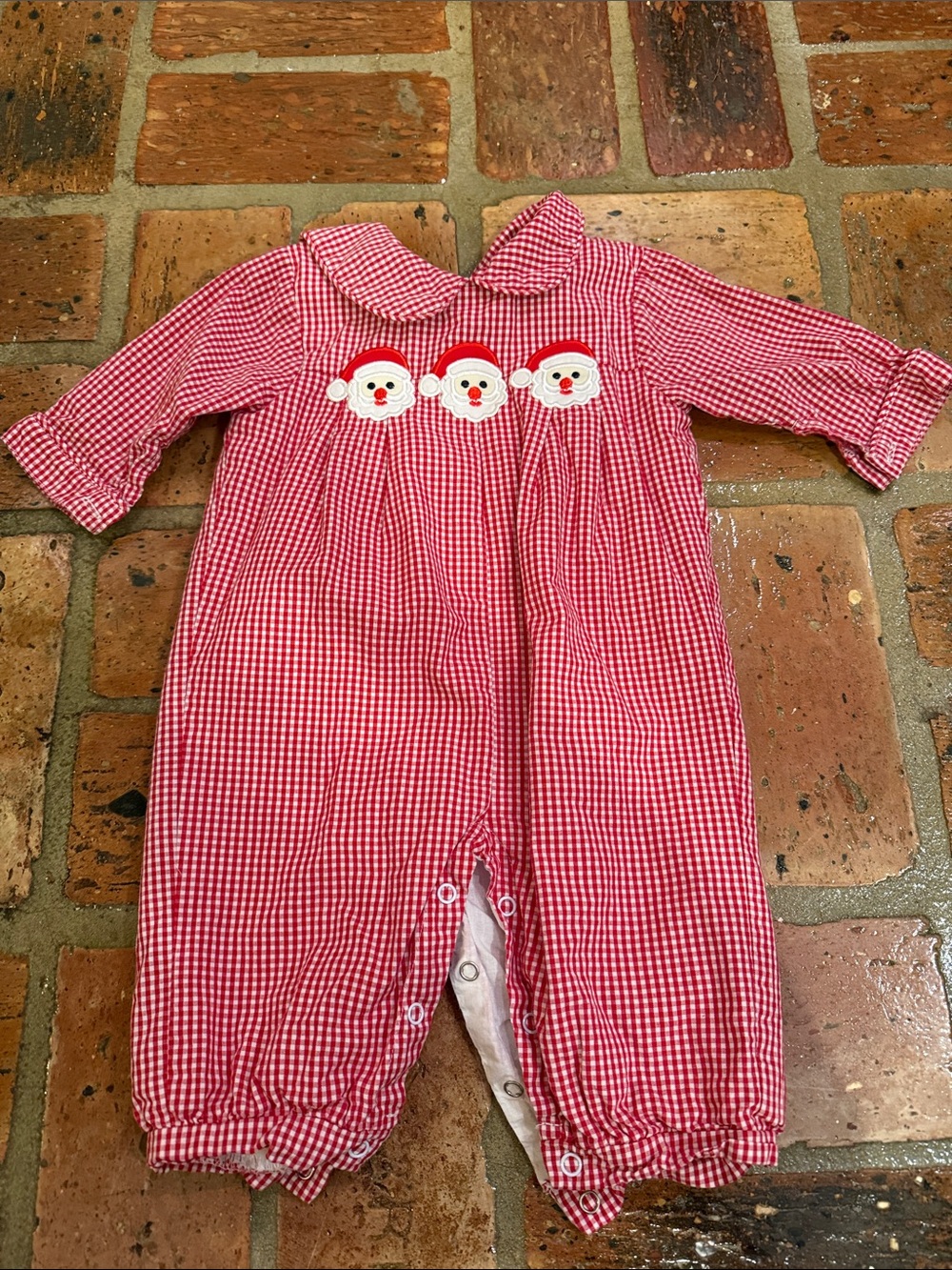 Cecil and Lou Santa Boys Romper Size 3M in Red Check